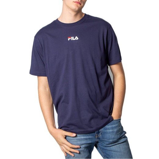 T-shirt męski niebieski Fila letni z krótkimi rękawami 