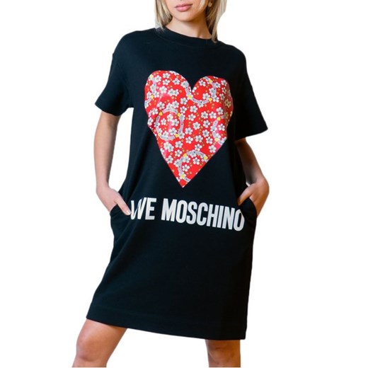Sukienka Love Moschino z krótkim rękawem z okrągłym dekoltem mini na co dzień 