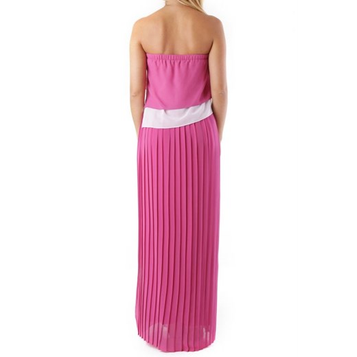 Cristina Gavioli sukienka z wiskozy różowa maxi elegancka bez rękawów 