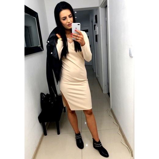 Sukienka midi  dzianinowa  z  wycięciem XS/S LAURIS