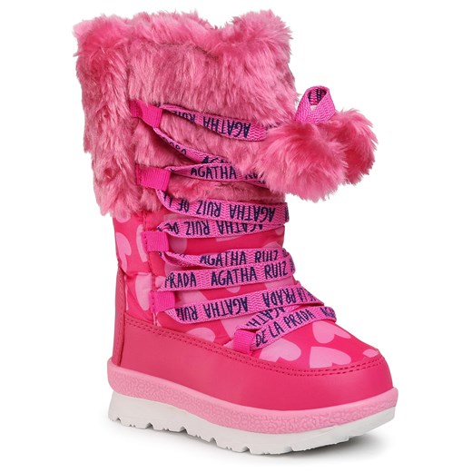 Buty zimowe dziecięce różowe kozaki 