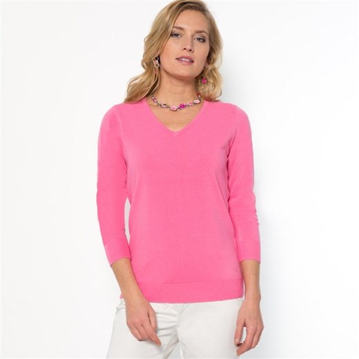Sweter z dekoltem w kształcie litery „V”, kaszmirowo miękki akryl la-redoute-pl rozowy sweter
