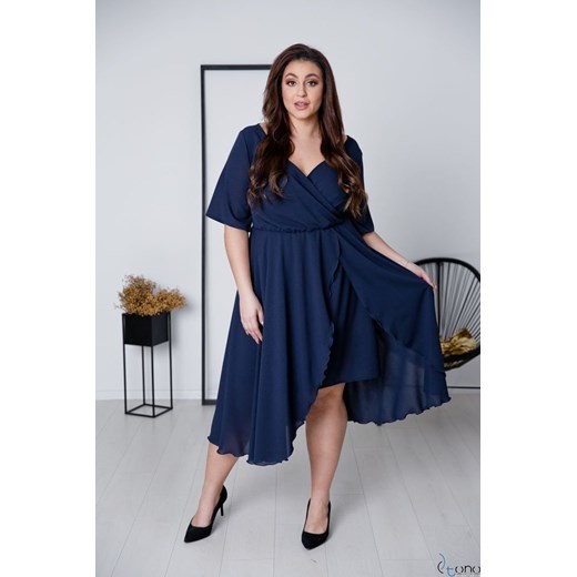 Granatowa Sukienka LIREN Plus Size 58(9XL) TONO