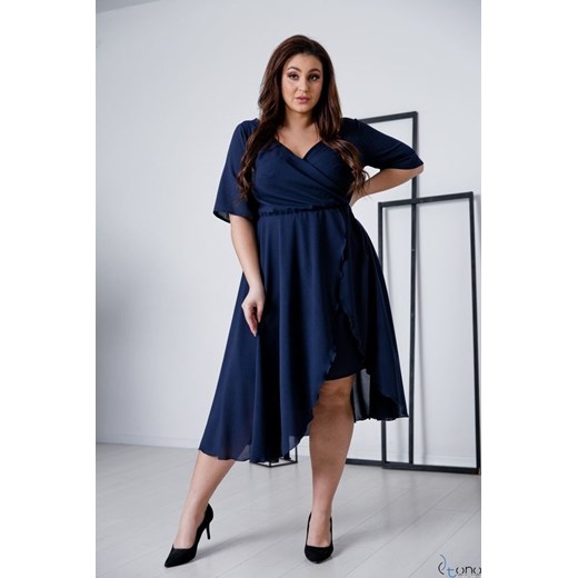 Granatowa Sukienka LIREN Plus Size 60 TONO