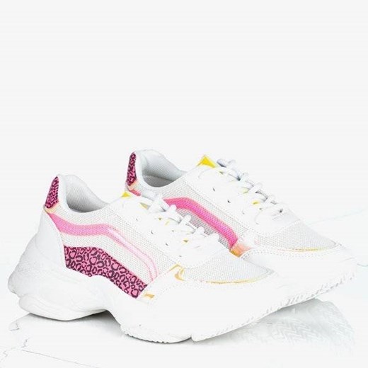 Royalfashion.pl buty sportowe damskie różowe płaskie wiązane 