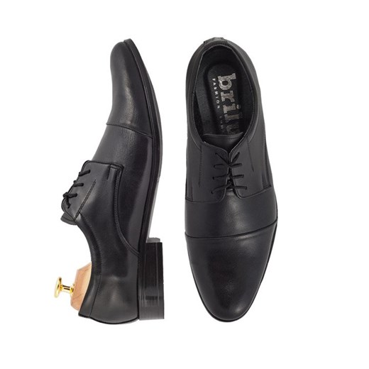 Skórzane buty garniturowe z nakładanym noskiem Adrien czarne Brilu 39 brilu.pl okazja