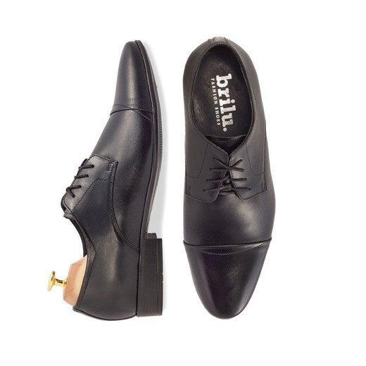 Eleganckie buty wizytowe z nakładanym noskiem Marco czarne Brilu 41 brilu.pl wyprzedaż