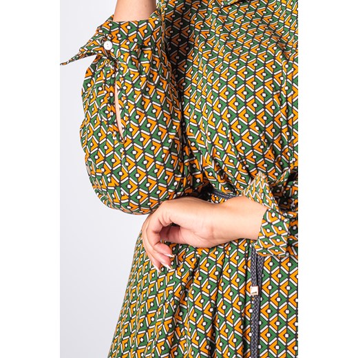 Sukienka Ptakmoda.com z długim rękawem szmizjerka z paskami z kołnierzykiem