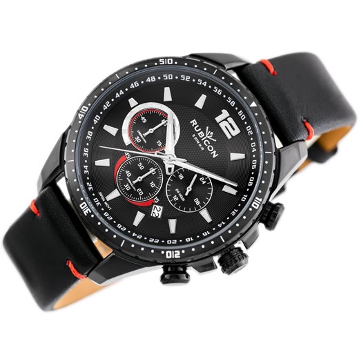 ZEGAREK MĘSKI RUBICON RNCD98 - CHRONOGRAF (zr095a) black - Czarny Rubicon TAYMA