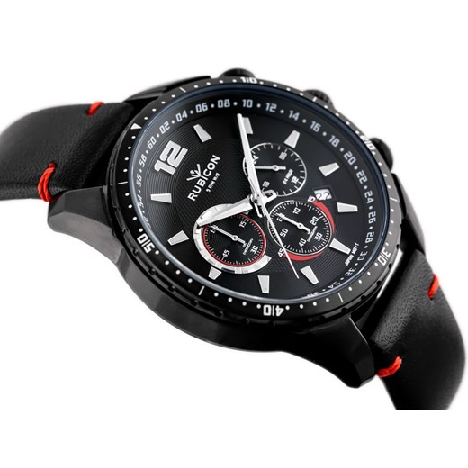 ZEGAREK MĘSKI RUBICON RNCD98 - CHRONOGRAF (zr095a) black - Czarny Rubicon TAYMA