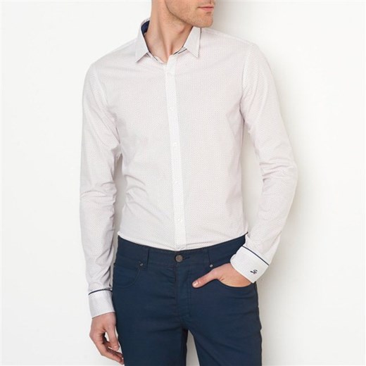 Koszula z drobnym wzorem, wąski krój (dopasowana) la-redoute-pl bialy abstrakcyjne wzory