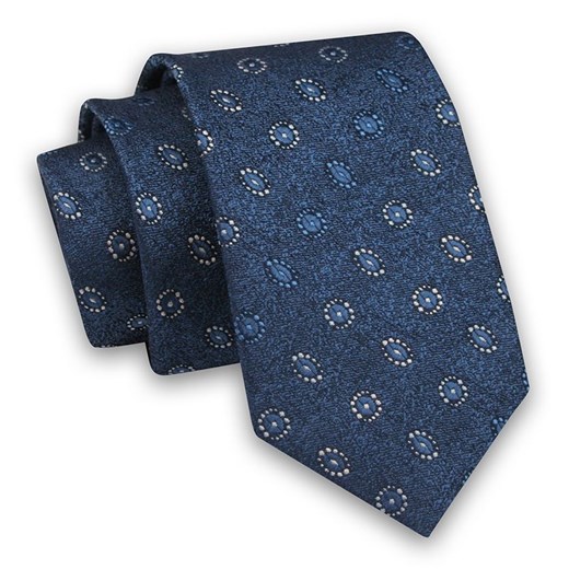 Niebieski Elegancki Męski Krawat -Angelo di Monti- 6 cm, Wzór Geometryczny, Kółka, Okręgi, Koła KRADM1800 ze sklepu JegoSzafa.pl w kategorii Krawaty - zdjęcie 92052773