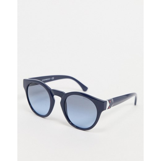Emporio Armani – Okulary przeciwsłoneczne w okrągłych oprawkach w kolorze niebieskim Emporio Armani No Size Asos Poland wyprzedaż