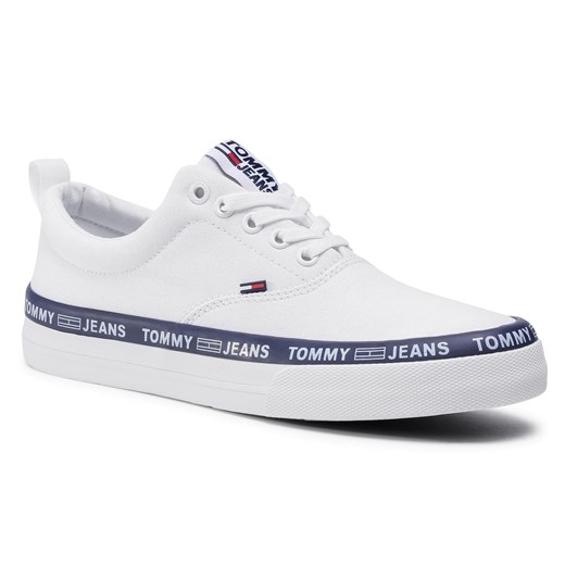 Tenisówki TOMMY JEANS - Classic Lace Up Sneaker EM0EM00493 White YBR 40 eobuwie.pl