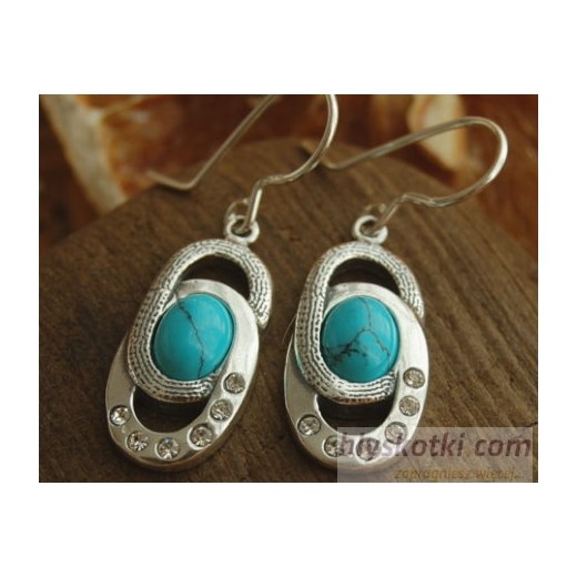 SARDYNIA - srebrne kolczyki z turkusem i kryształkami 