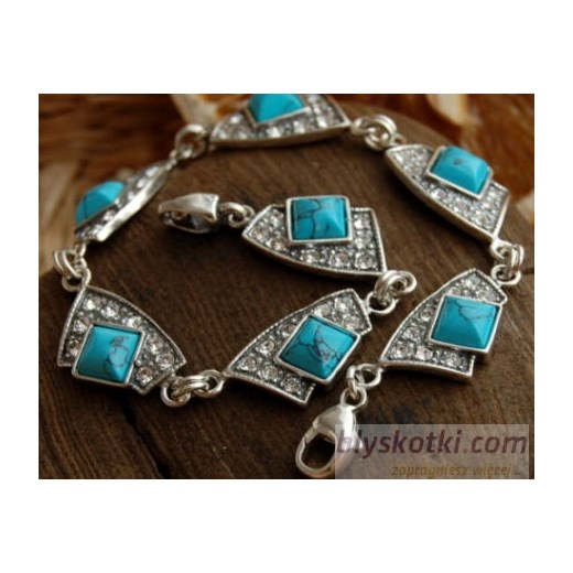 AVENIDA - srebrna bransoletka z turkusem i kryształkami 