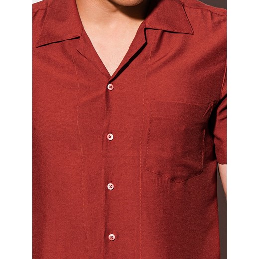 Koszula męska z krótkim rękawem K561 - ceglasta S promocja ombre