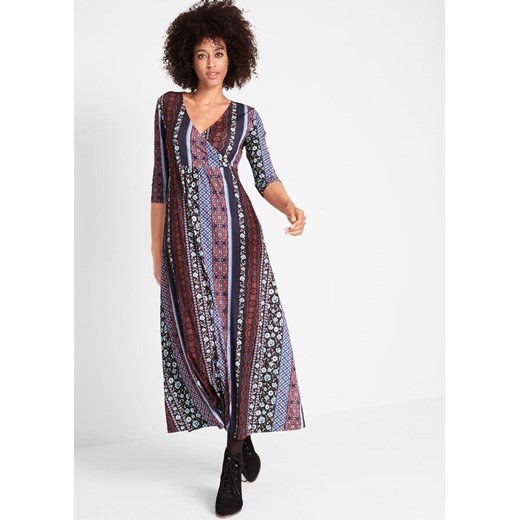 Długa sukienka z patchworkowym nadrukiem | bonprix Bonprix 36/38 bonprix