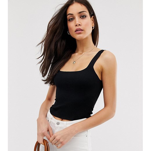 Stradivarius – Czarny dzianinowy top na ramiączkach z kwadratowym dekoltem M Asos Poland