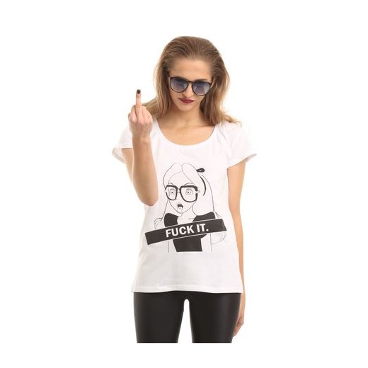 NOH8 T- Shirt Alice F*CK IT mustache-pl bialy materiałowe