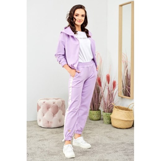 Spodnie dresowe damskie z lampasami - lilia - długie bawełniane 005 Beewear S MyLittleHeaven