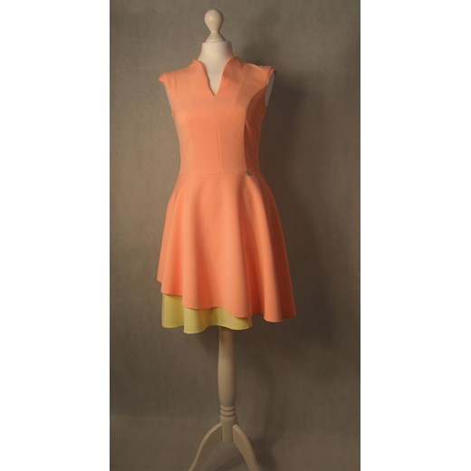 Sukienka poszerzana - asymetryczny dół (łososiowo - żółtka) Vega-paris 48 MyLittleHeaven