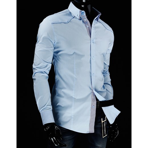 Koszula z długim rękawem (dx0376) dstreet niebieski bawełniane