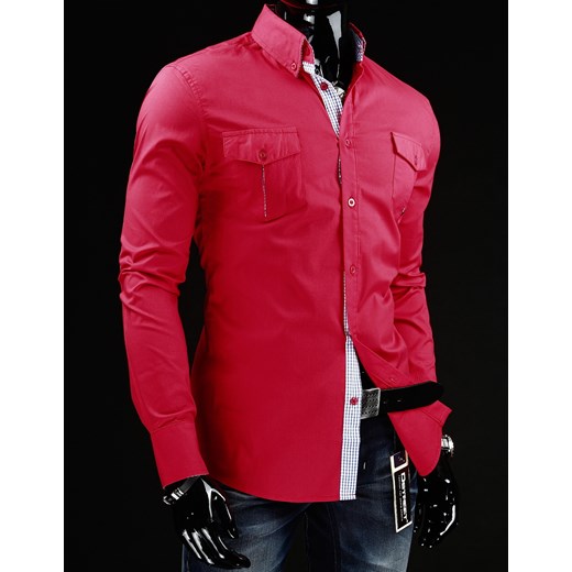 Koszula z długim rękawem (dx0386) dstreet czerwony bawełniane