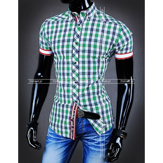 Koszula z krótkim rękawem (kx0282) - Zielony dstreet niebieski bawełniane