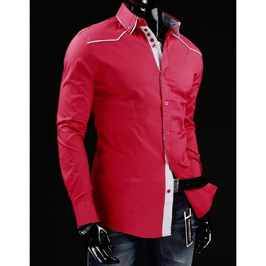 Koszula z długim rękawem (dx0378) dstreet czerwony bawełniane