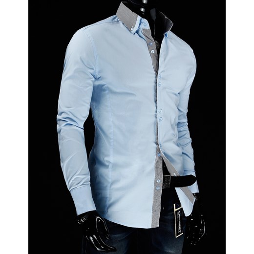 Koszula z długim rękawem (dx0380) dstreet niebieski bawełniane
