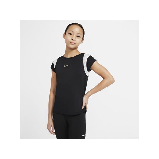 Koszulka treningowa z krótkim rękawem i nadrukiem dla dużych dzieci (dziewcząt) Nike Dri-FIT - Czerń Nike XL Nike poland