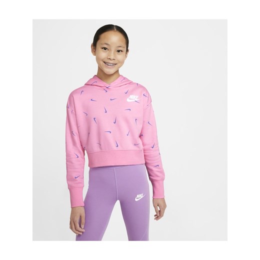 Dzianinowa bluza z kapturem o skróconym kroju dla dużych dzieci (dziewcząt) Nike Sportswear - Różowy Nike L Nike poland