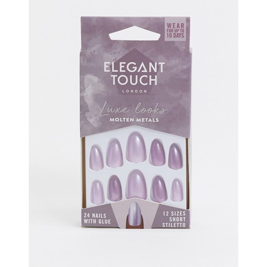 Elegant Touch – Luxe Looks – Sztuczne paznokcie z efektem stopionego metalu-Fioletowy Elegant Touch No Size Asos Poland