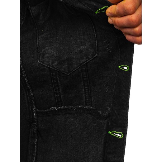 Czarna jeansowa kurtka męska z kapturem Bolf 1-2 L wyprzedaż Denley