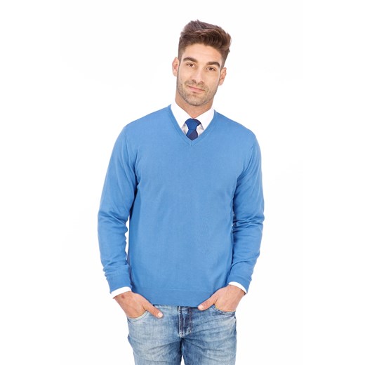 Sweter męski szpic niebieski 100% bawełna - regular Lanieri Fashion Lanieri.pl