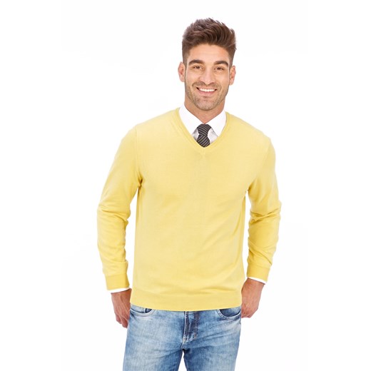 Sweter męski szpic żółty 100% bawełna - regular Lanieri Fashion Lanieri.pl