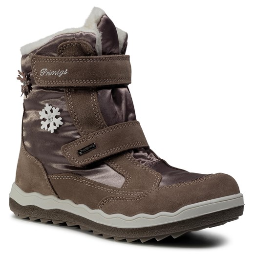 Buty zimowe dziecięce na rzepy gore-tex brązowe śniegowce 