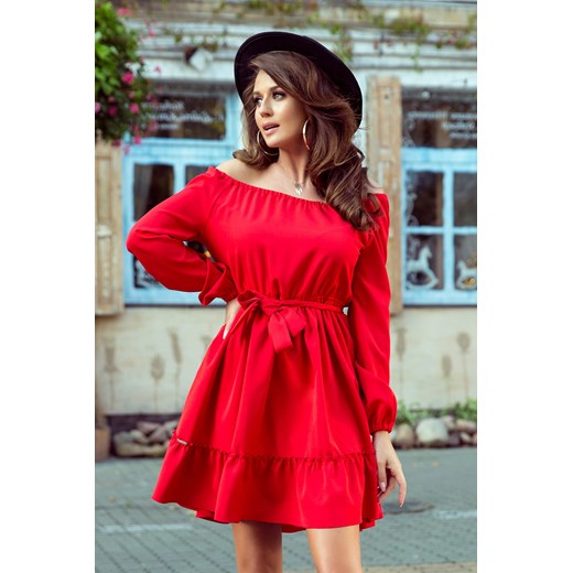 265-4 DAISY Sukienka z falbankami - CZERWONA Numoco L okazyjna cena PATINA Fashion Boutique