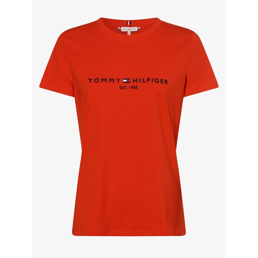 Tommy Hilfiger bluzka damska czerwona z napisami jerseyowa 