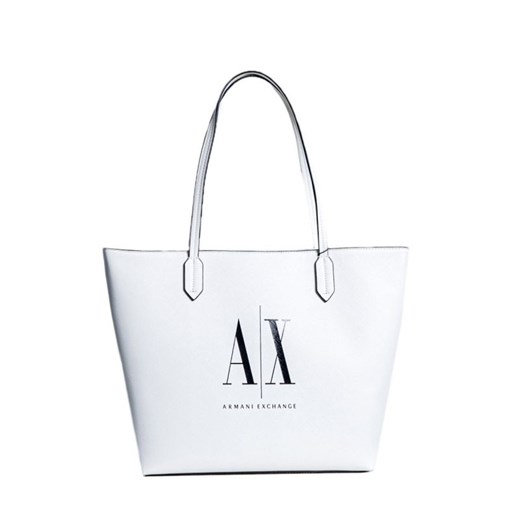 Shopper bag Armani Exchange duża w stylu młodzieżowym na ramię z nadrukiem 