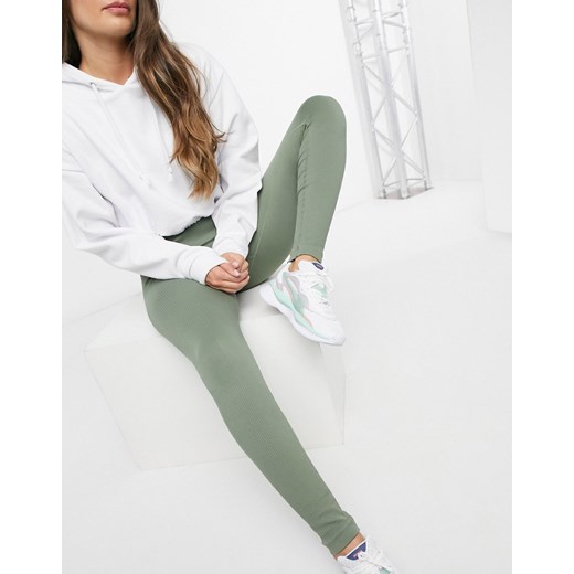 South Beach– Fitness – Bezszwowe prążkowane legginsy w kolorze khaki-Zielony M/L Asos Poland