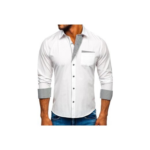 Koszula męska elegancka z długim rękawem biała Bolf 4713 2XL promocyjna cena Denley