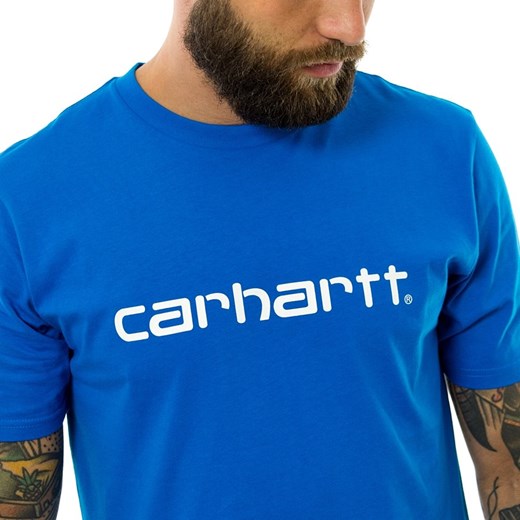 Koszulka męska Carhartt WIP t-shirt Script azzurro / white Carhartt Wip M okazyjna cena matshop.pl