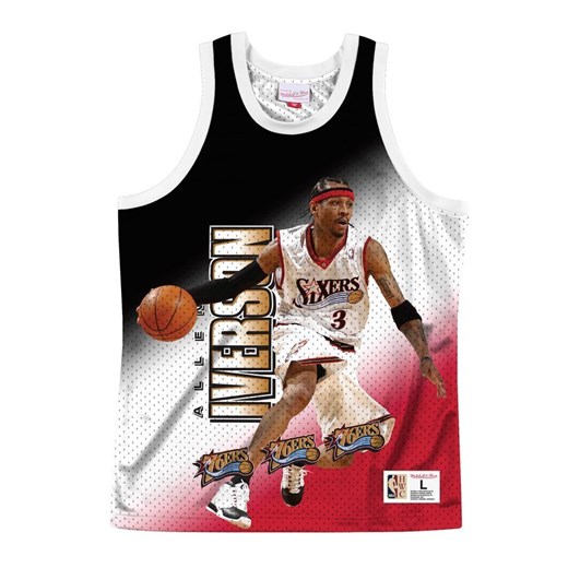 Koszulka koszykarska Mitchell and Ness tank top NBA Behind The Back Philadelphia 76ers Allen Iverson black / white / red XL okazyjna cena matshop.pl