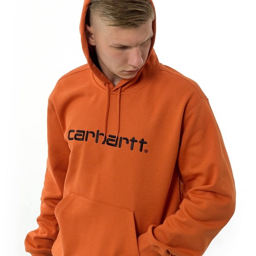 Bluza męska z kapturem Carhartt WIP Hooded Carhartt Sweat brick orange / black Carhartt Wip M promocyjna cena matshop.pl