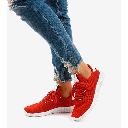 Buty sportowe damskie płaskie czerwone 