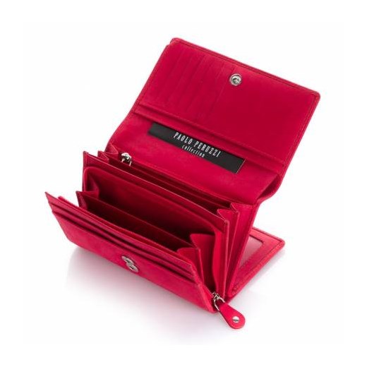 Duży portfel damski skórzany organizer na karty paolo peruzzi in-05 czerwony - paolo peruzzi Paolo Peruzzi GENTLE-MAN