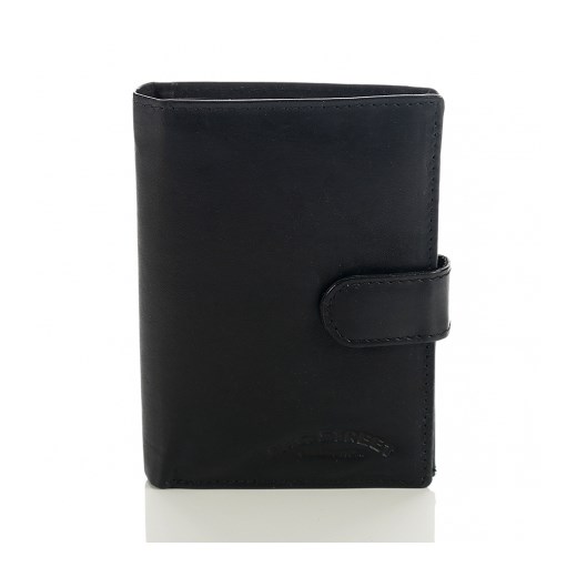 Czarny skórzany klasyczny męski portfel z patką - bag street Bag Street GENTLE-MAN