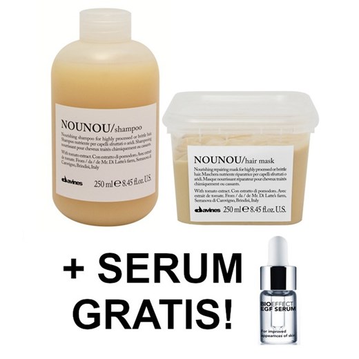 Davines Nounou | Zestaw do włosów zniszczonych: szampon 250ml + maska 250ml + serum do twarzy 3ml GRATIS Davines Estyl.pl